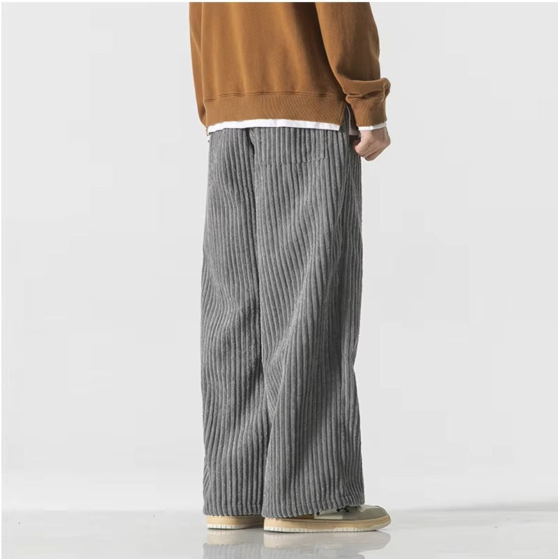 Men's wide-leg jumbo cord trousers with a drawcord waist and patch back pocket - view 7