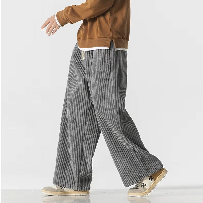 Men's wide-leg jumbo cord trousers with a drawcord waist and patch back pocket - view 8
