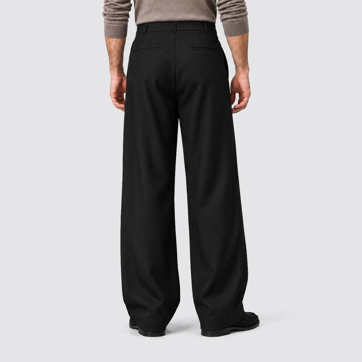 Men's wide-leg pleated trousers with a high waist and buttoned tabs - view 4