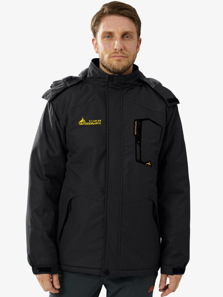 Men's ski jacket with a plush lining, a hood and zipped pockets - view 2