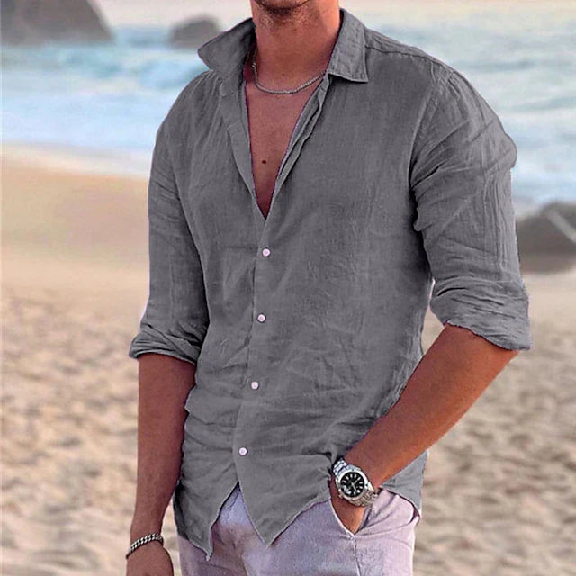 Men's elegant linen shirt - SAINT DOR - view 8