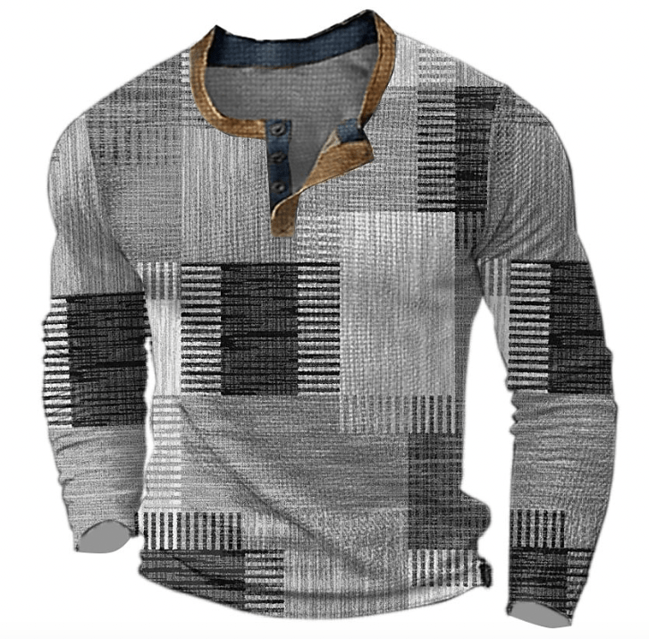 Men's patchwork print jumper in Grey