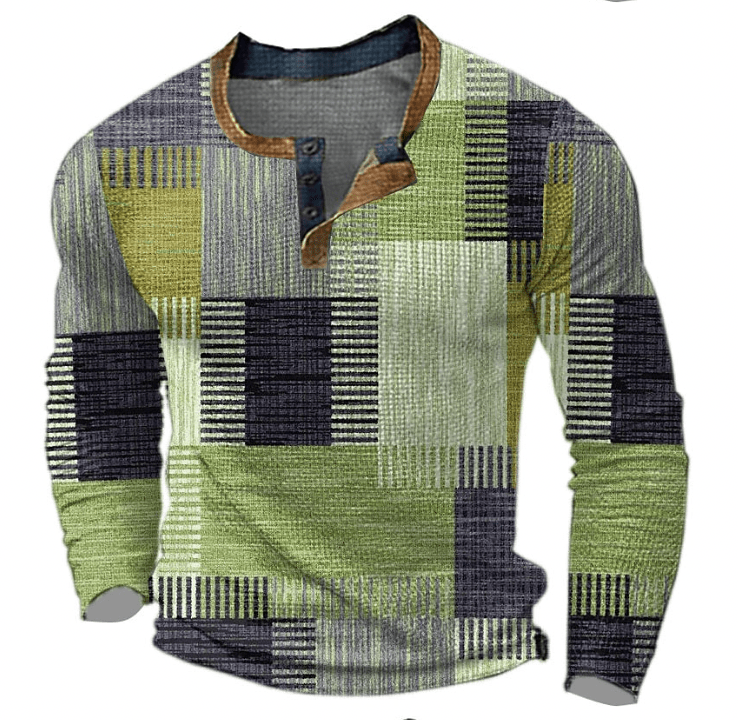 Men's patchwork print jumper in Green