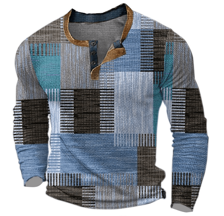Men's patchwork print jumper in Blue