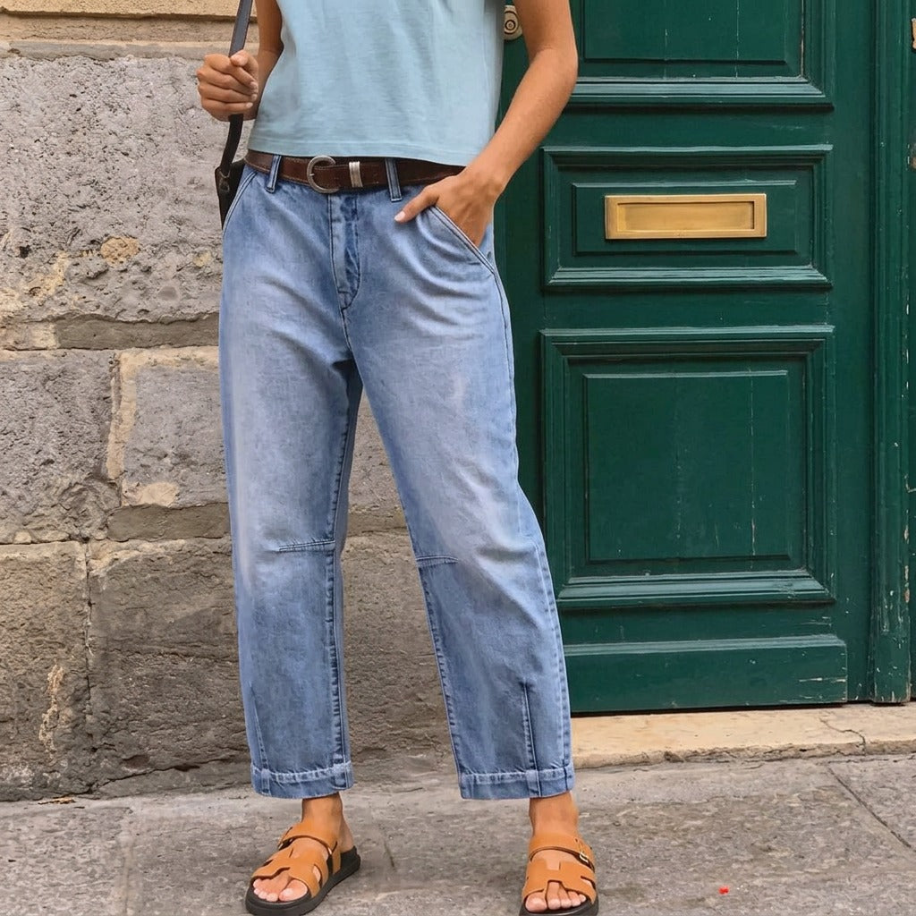 Women's high waist barrel jeans