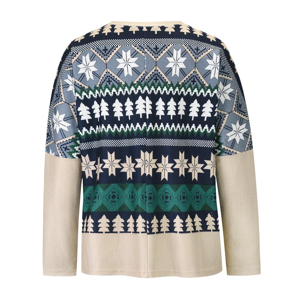 Women's oversized Fair Isle Christmas jumper with plain sleeves