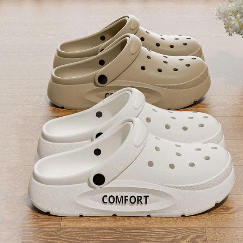 Clogs in EVA with a closed toe, vent holes, platform sole and heel strap - view 3