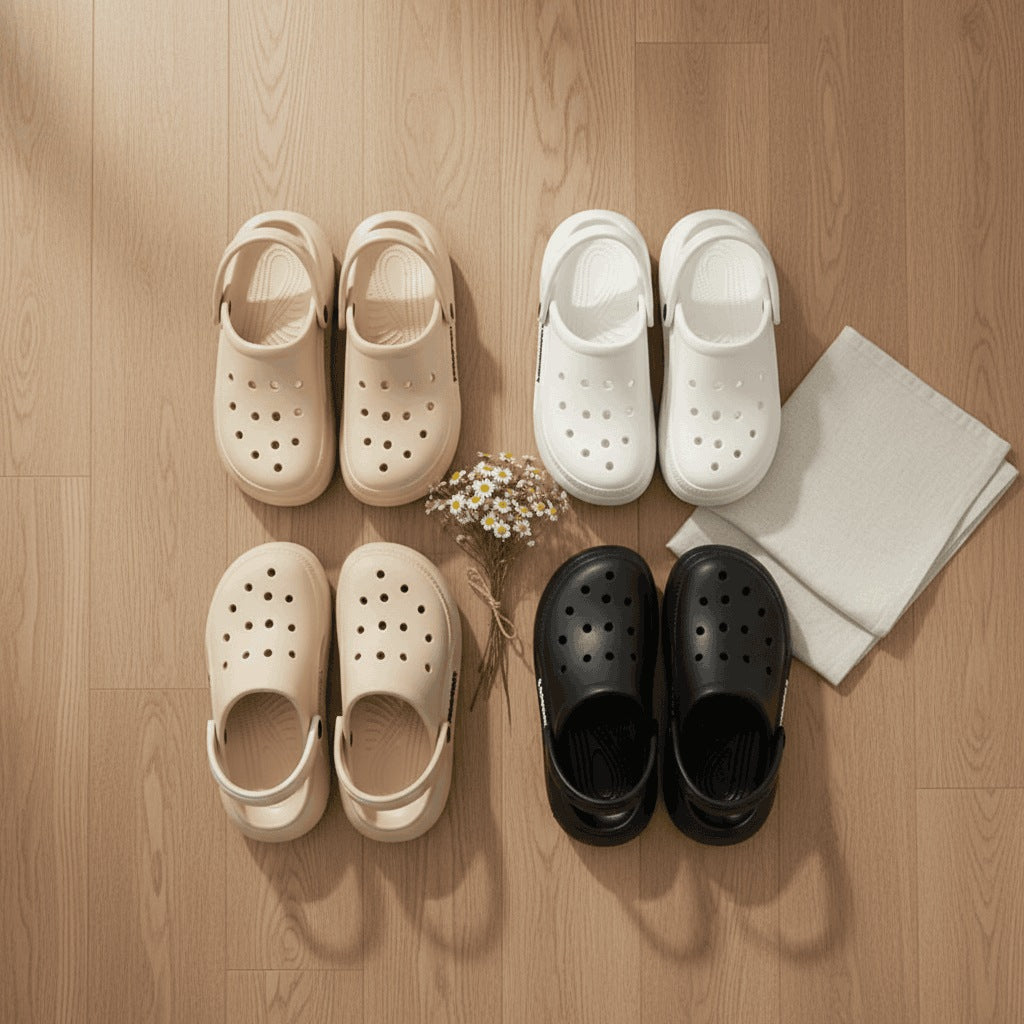 Clogs in EVA with a closed toe, vent holes, platform sole and heel strap - view 9