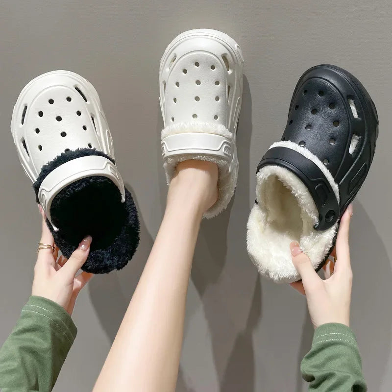 Plush-lined EVA clogs with thick platform sole and swivel heel strap - view 2