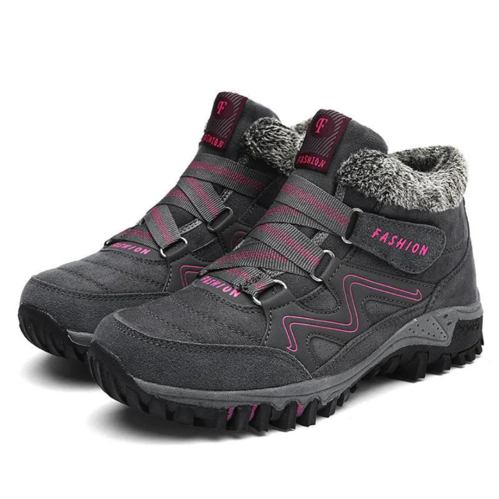 Women's plush-lined winter trainers with hook-and-loop straps