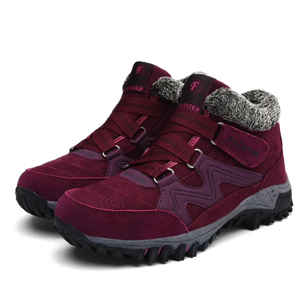 Women's plush-lined winter trainers with hook-and-loop straps