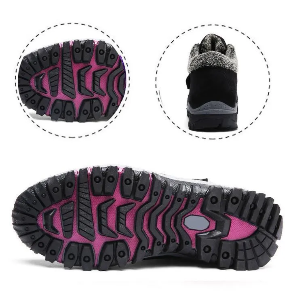 Women's plush-lined winter trainers with hook-and-loop straps