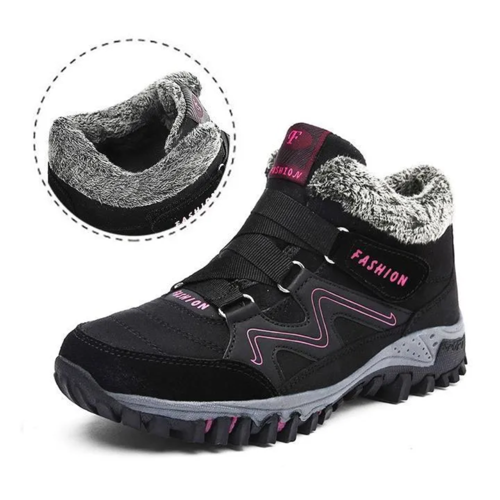Women's plush-lined winter trainers with hook-and-loop straps