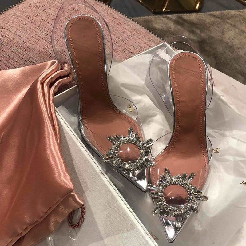 Women's see-through stiletto heels front view