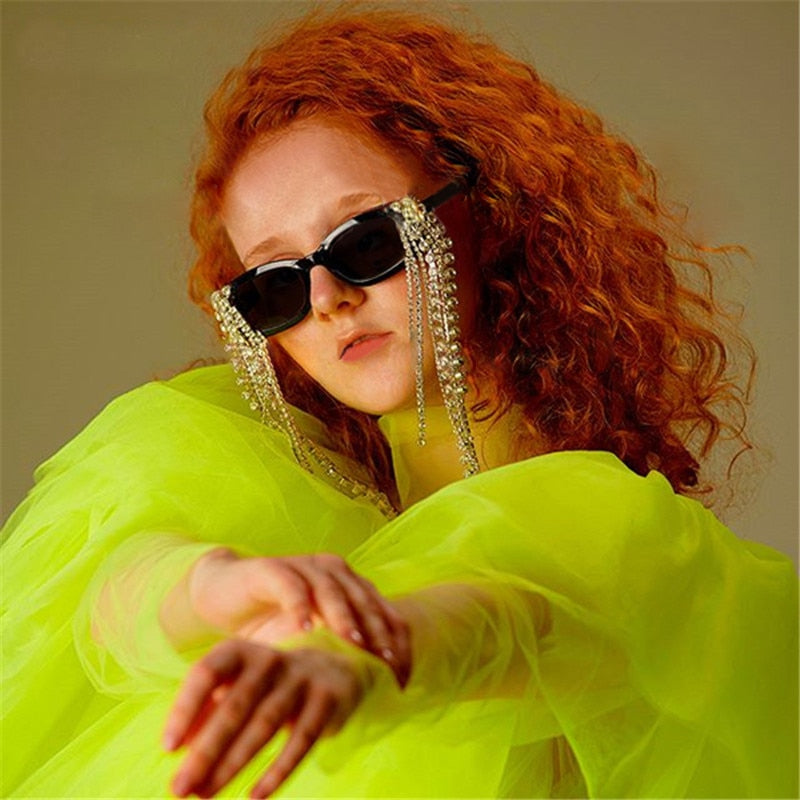 Women's Rhinestone Sunglasses – Tassel Statement Everyday – product view