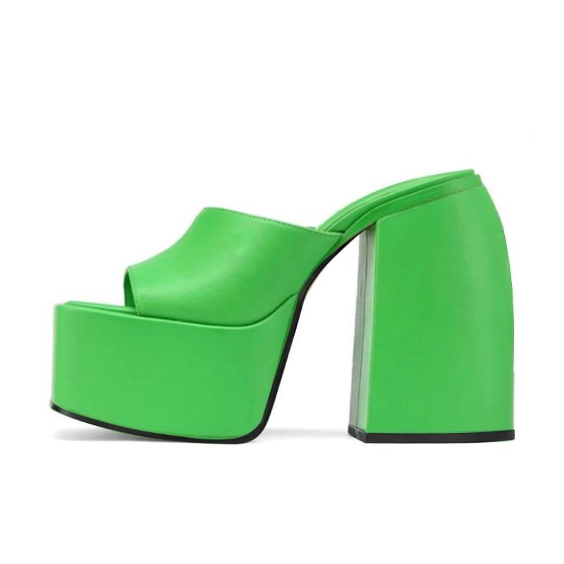 Women's platform high heels leather 14cm side view