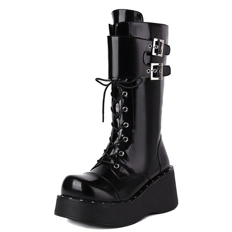 Women's Gia platform knee high boots waterproof front view
