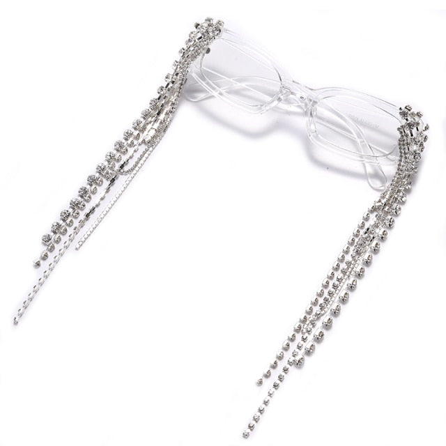 Women's Rhinestone Sunglasses – Tassel Statement Everyday – side view