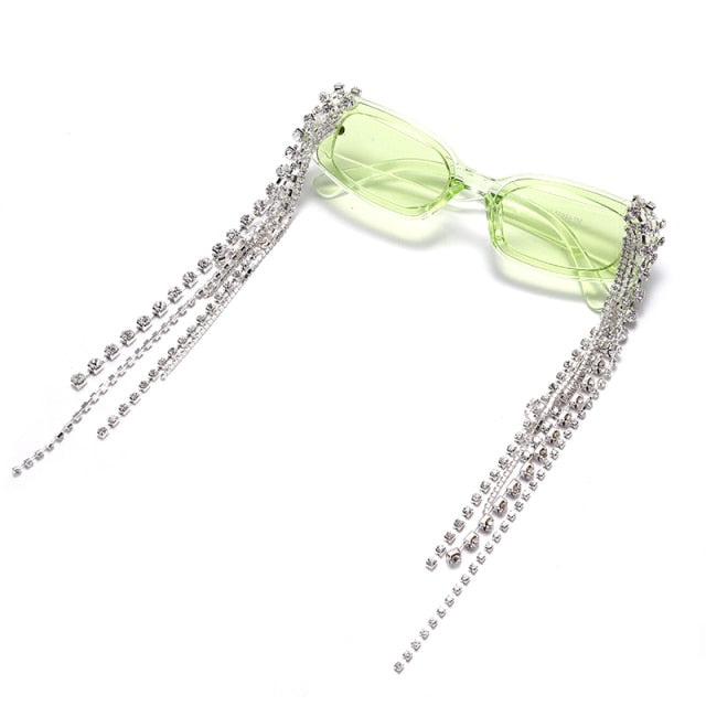 Women's Rhinestone Sunglasses – Tassel Statement Everyday – full length view