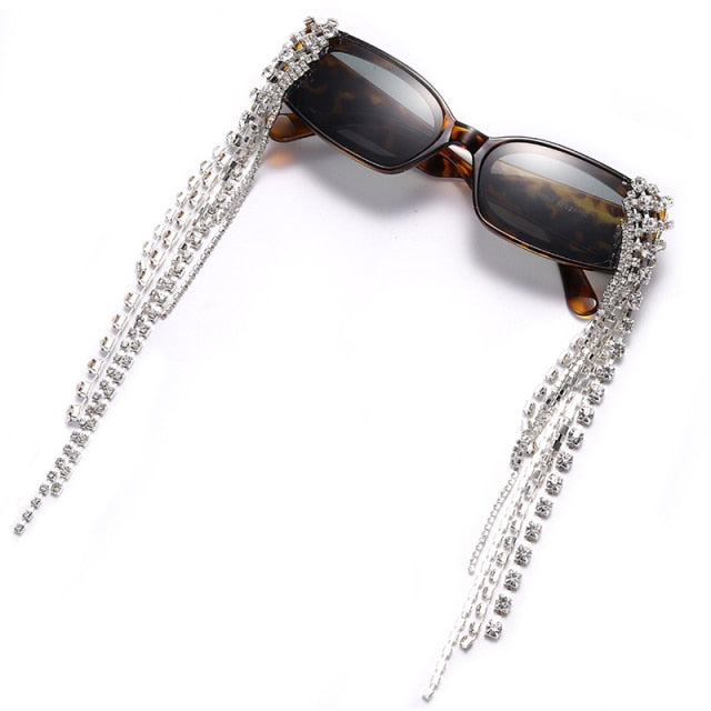 Women's Rhinestone Sunglasses – Tassel Statement Everyday – lifestyle shot