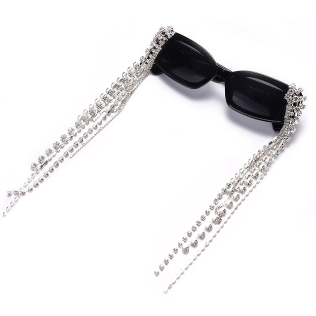 Women's Rhinestone Sunglasses – Tassel Statement Everyday – front view