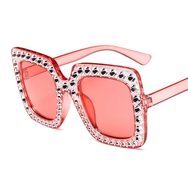 Women's Oversized Crystal Sunglasses – Glamour Style – side view