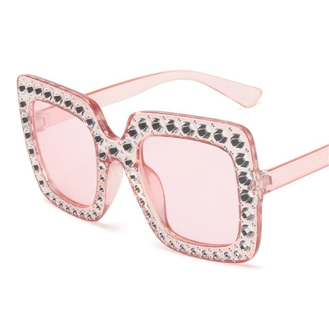 Women's Oversized Crystal Sunglasses – Glamour Style – detail view