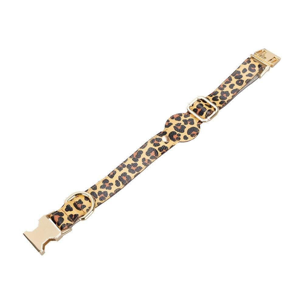 Leather Dog Collar in Leopard Brown