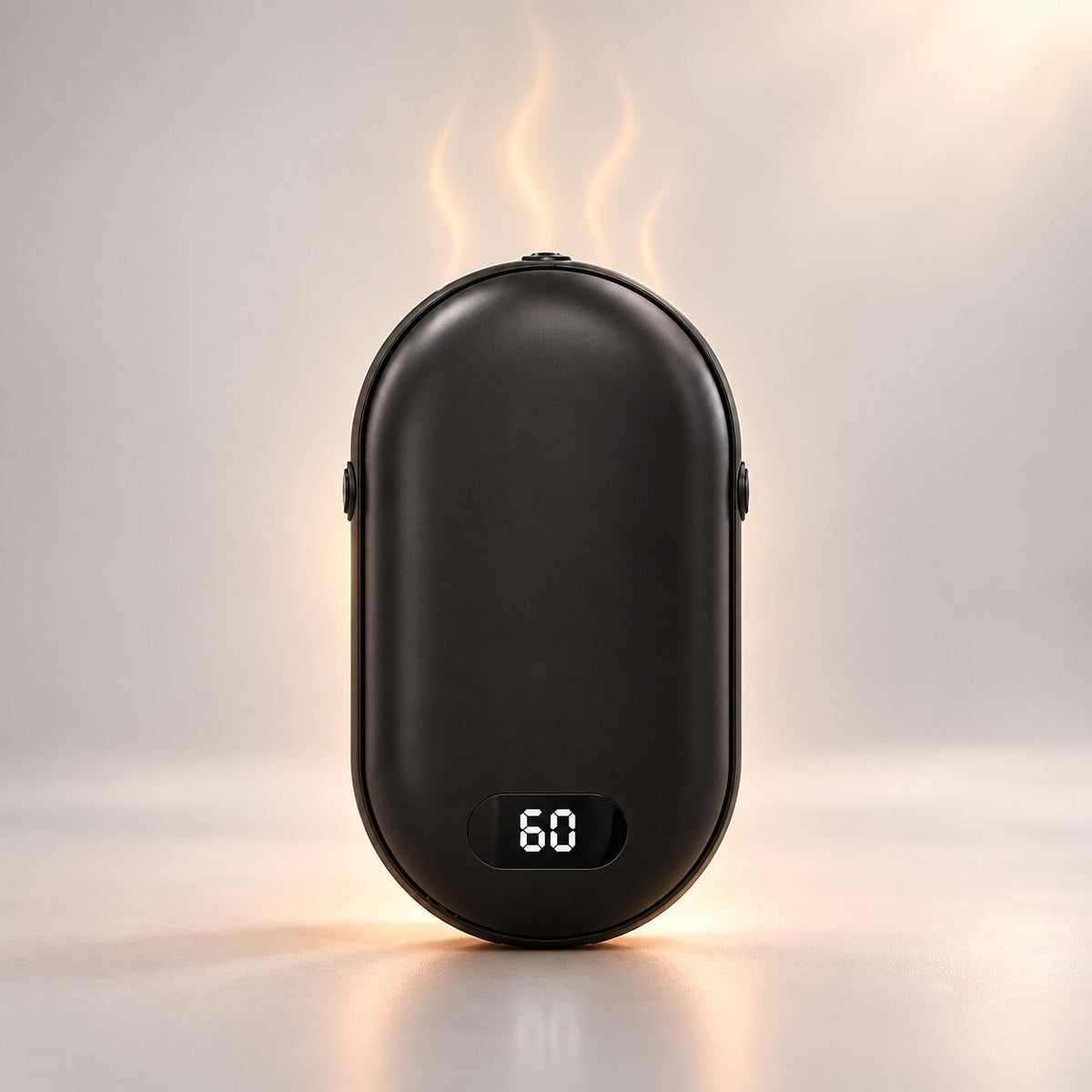 Rechargeable hand warmer with a digital temperature display - black