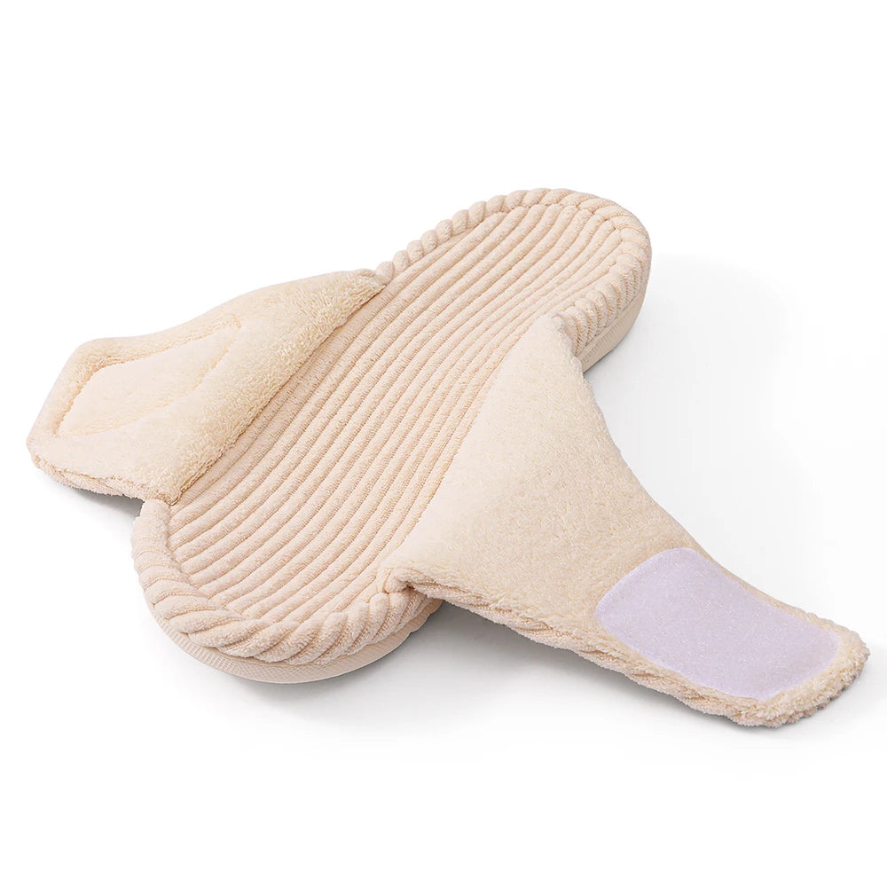 Open toe slippers in ribbed fabric with an adjustable hook-and-loop strap - view 2