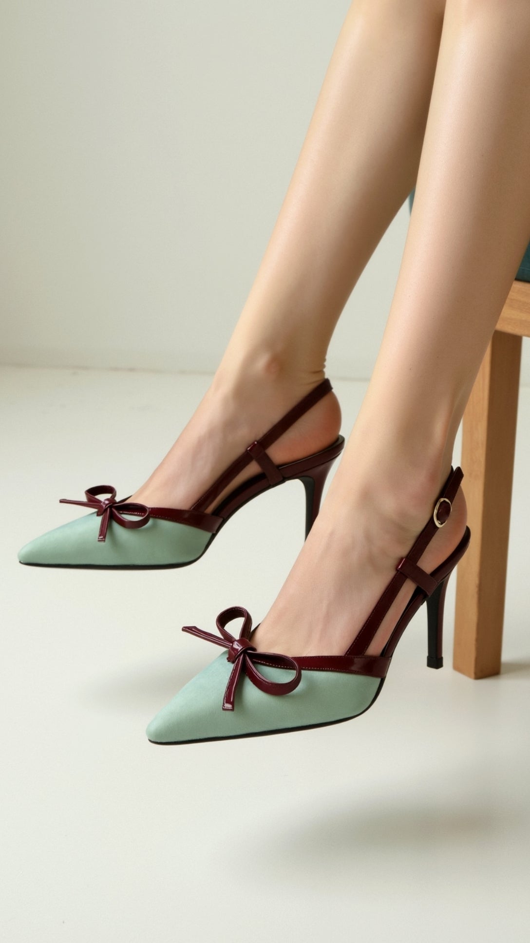 Women's Satin Bow Court Shoes - front view | SAINT DOR