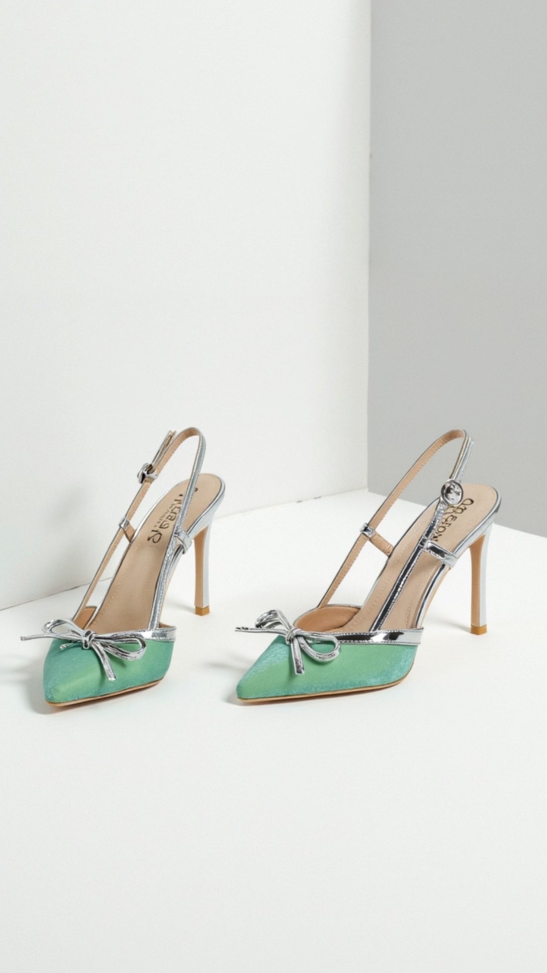 Women's Satin Bow Court Shoes - product view | SAINT DOR