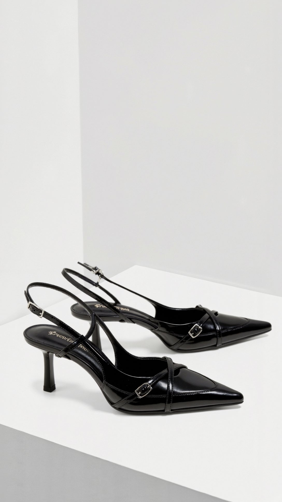 Women's Slingback Court Shoes with Buckle - product view | SAINT DOR