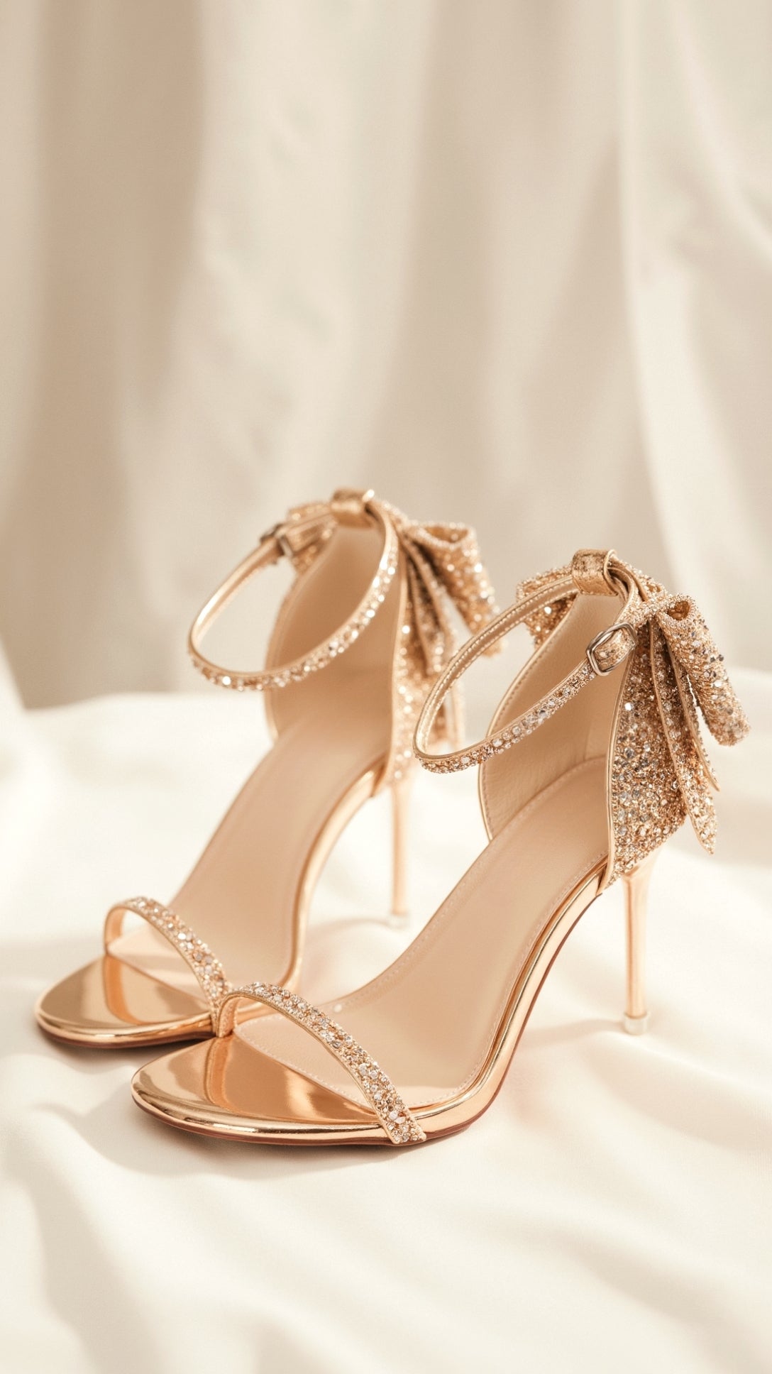 Women's Diamante Bow Heeled Sandals - product view | SAINT DOR