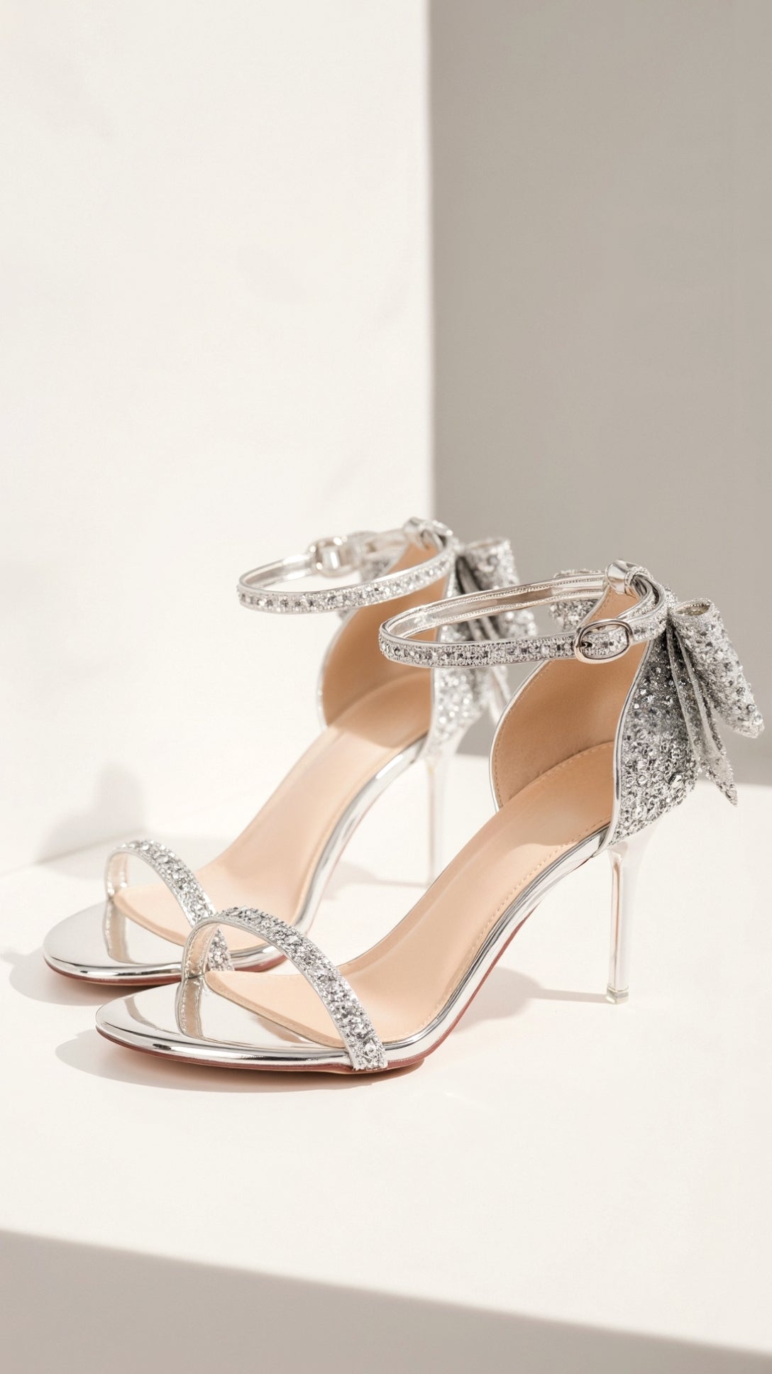 Women's Diamante Bow Heeled Sandals - detail view | SAINT DOR