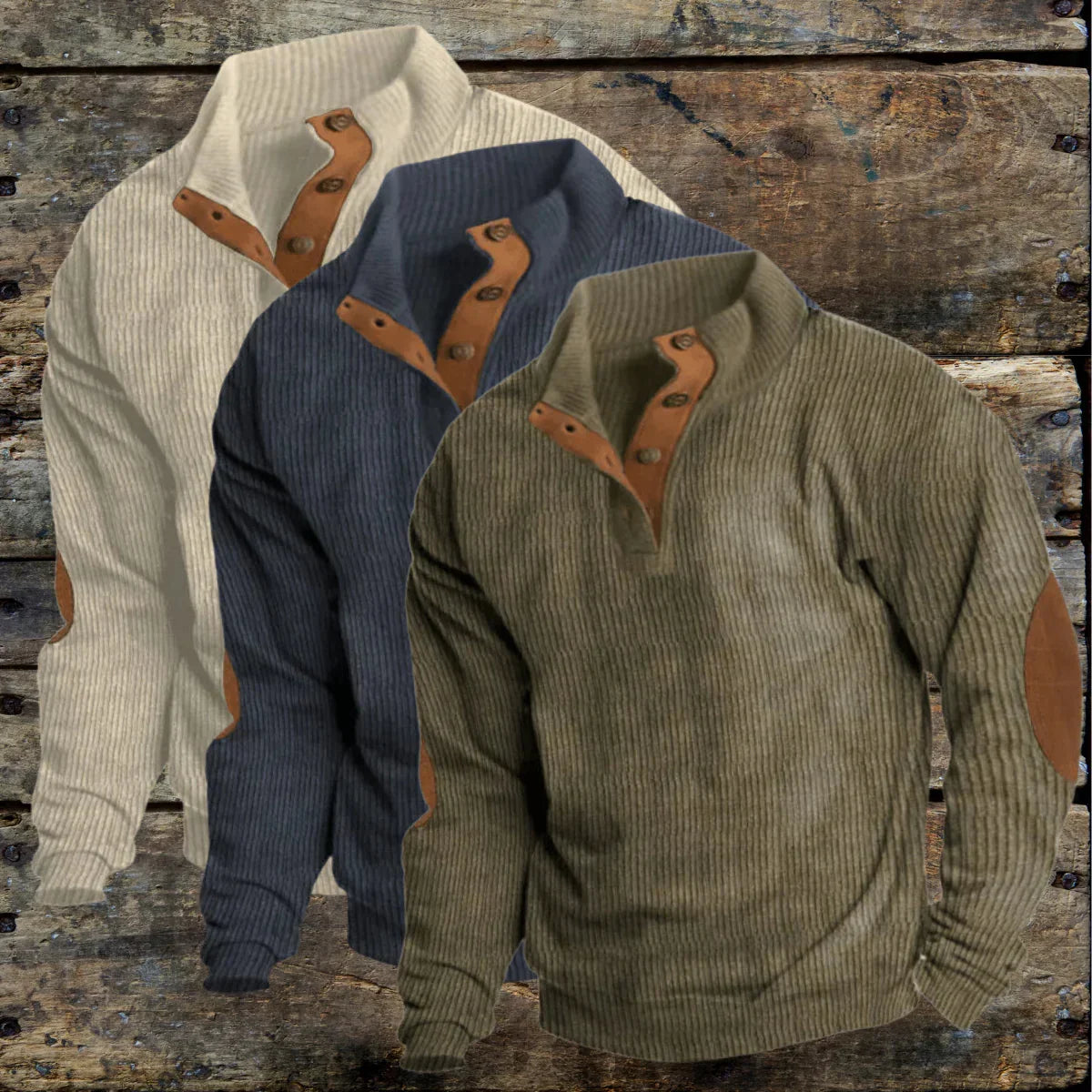 Men's ribbed henley jumper