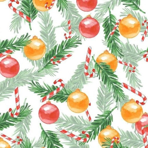 Self-adhesive Christmas wallpaper on a 45 cm wide roll with a festive print - baubles and pine