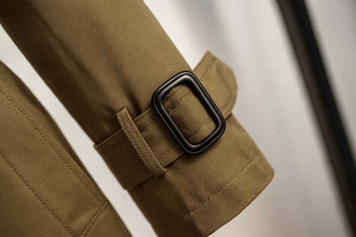Women's short double-breasted trench coat with a belt