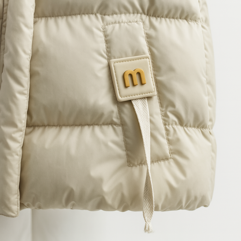Women's short hooded puffer jacket with ribbed cuffs