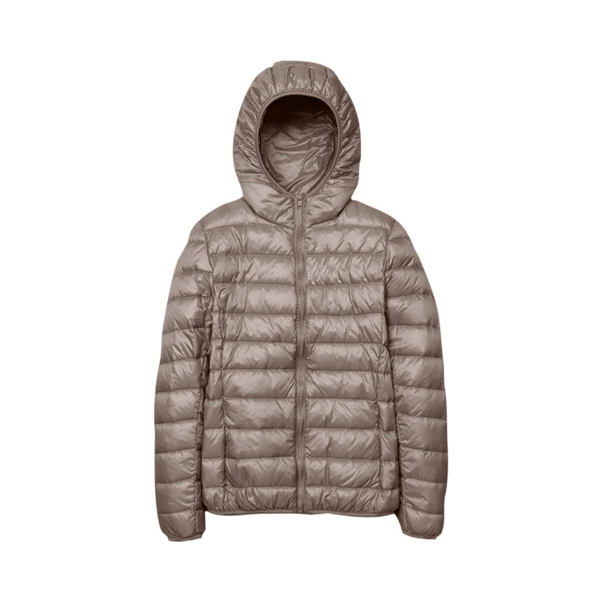 Women's slim lightweight puffer jacket with narrow quilting and a hood