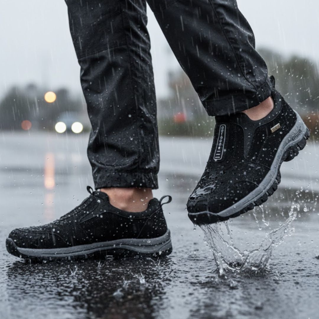 Unisex slip-on outdoor shoes with elastic side panels