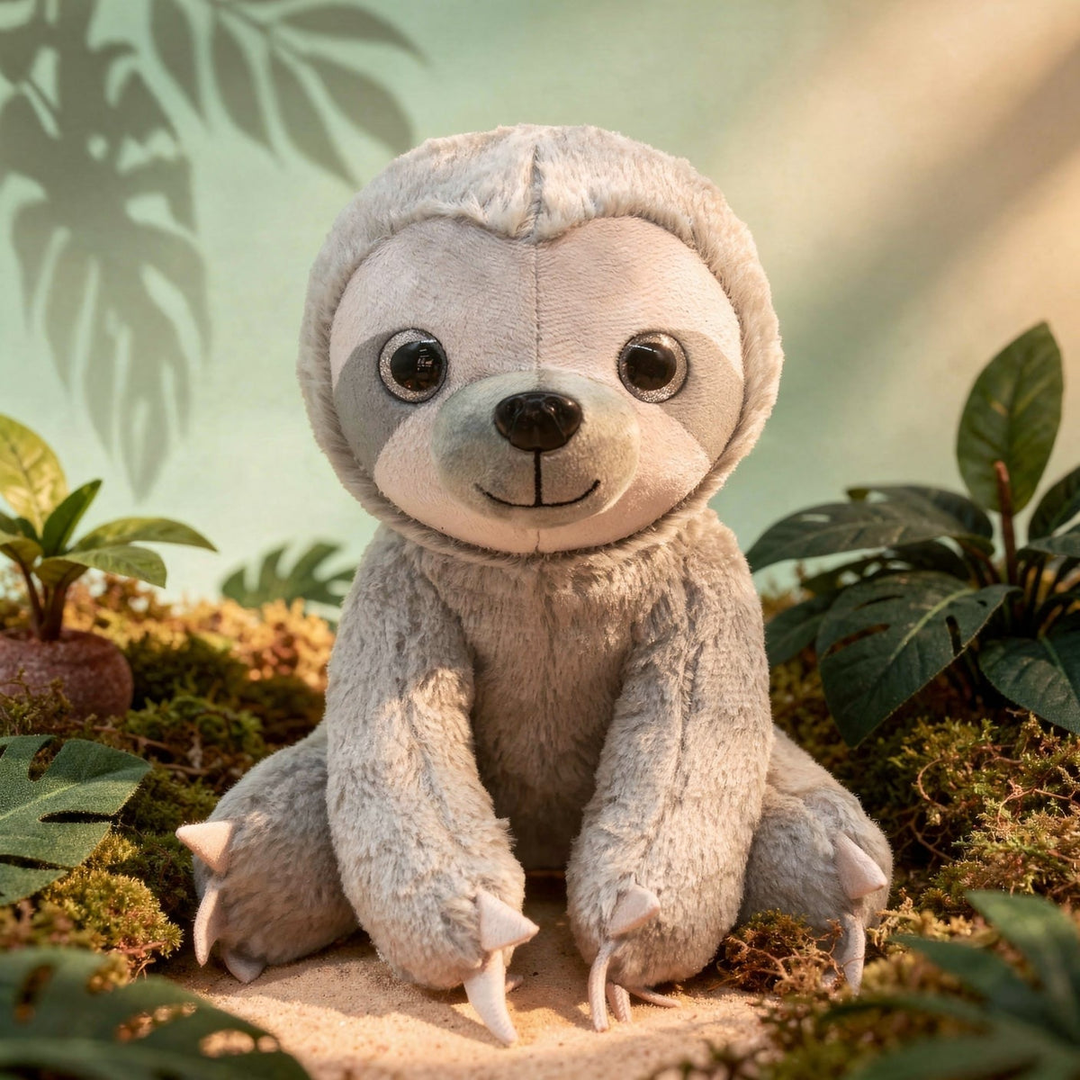 25 cm sloth soft toy with soft claws - grey