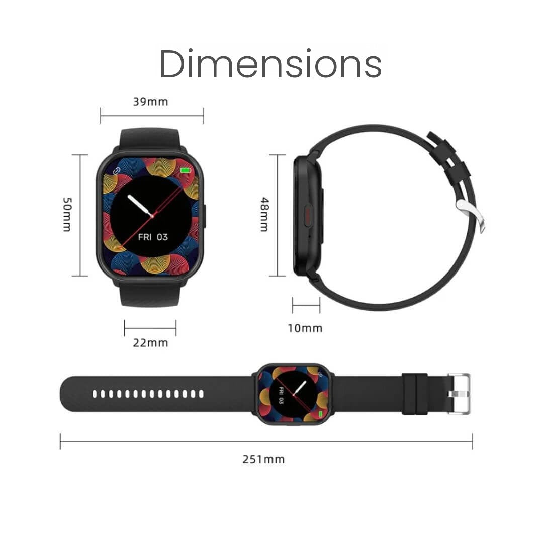 Dimensions of the square smartwatch