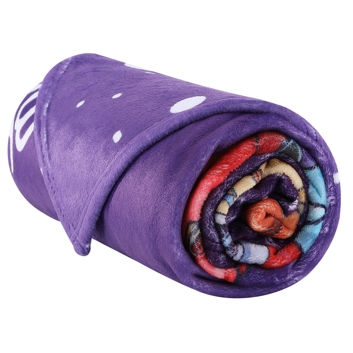Soft Christmas blanket with a festive print, draped over a sofa