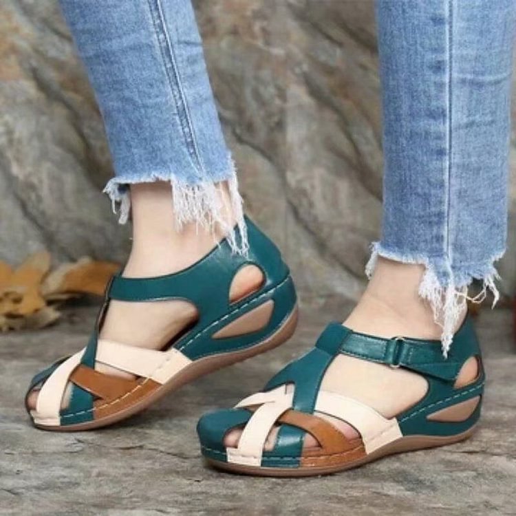 Women's leather orthopaedic sandals – Saint Dor UK – lifestyle shot