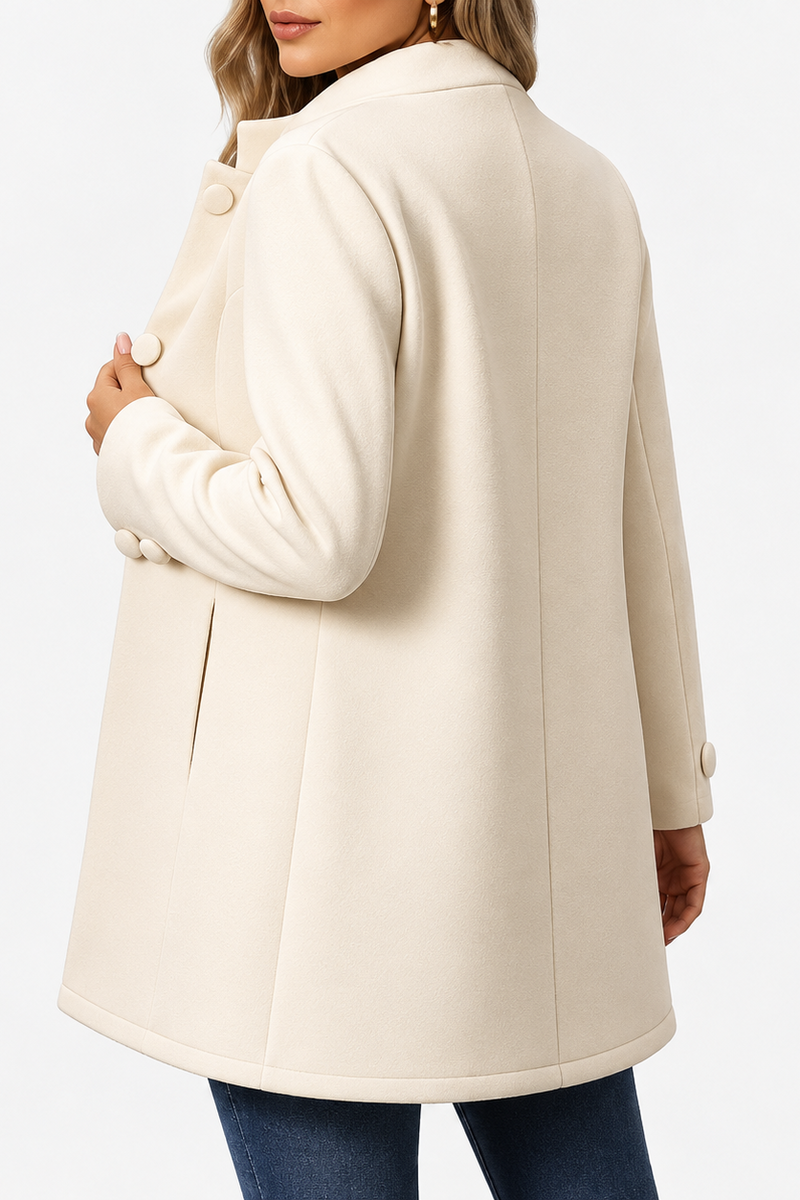 Women's stand collar coat with large buttons