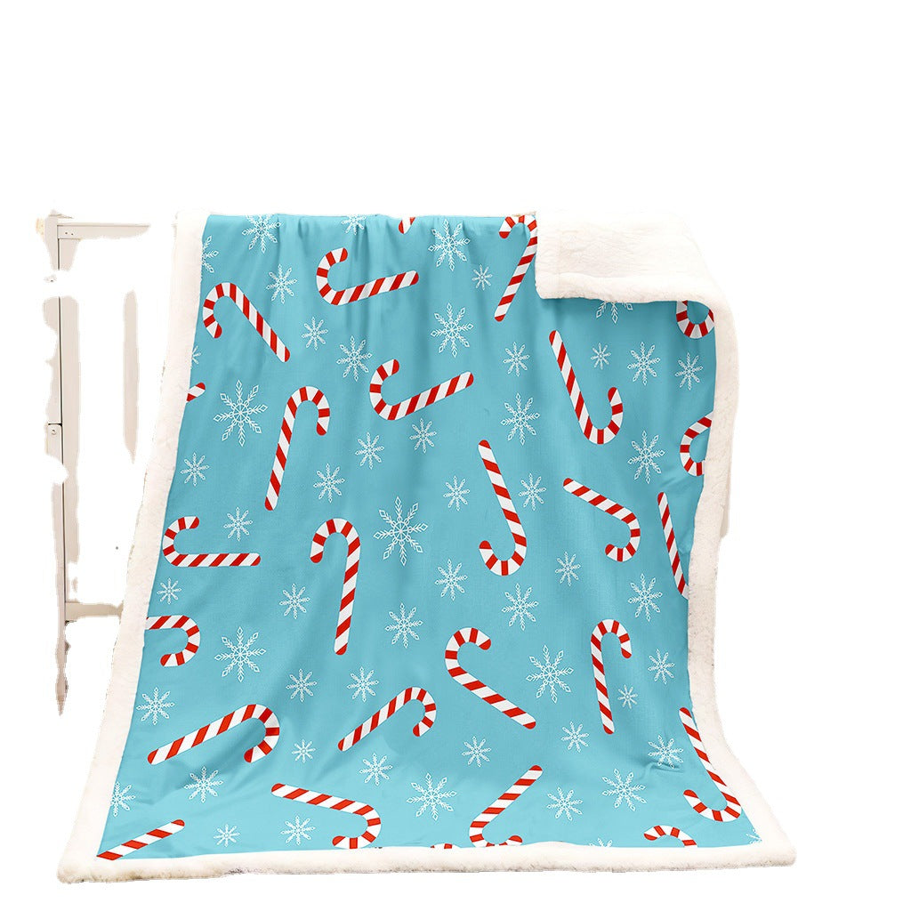 Teddy-lined Christmas blanket with a festive print