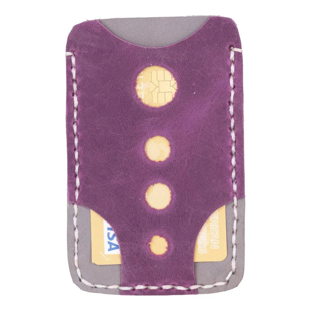 Leather Card Holder - in Mulberry
