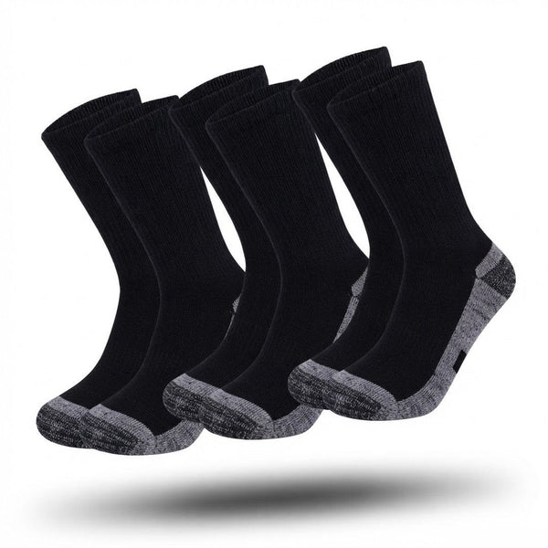 Three pairs of thermal socks with merino wool, a terry lining and reinforced heel and toe - black