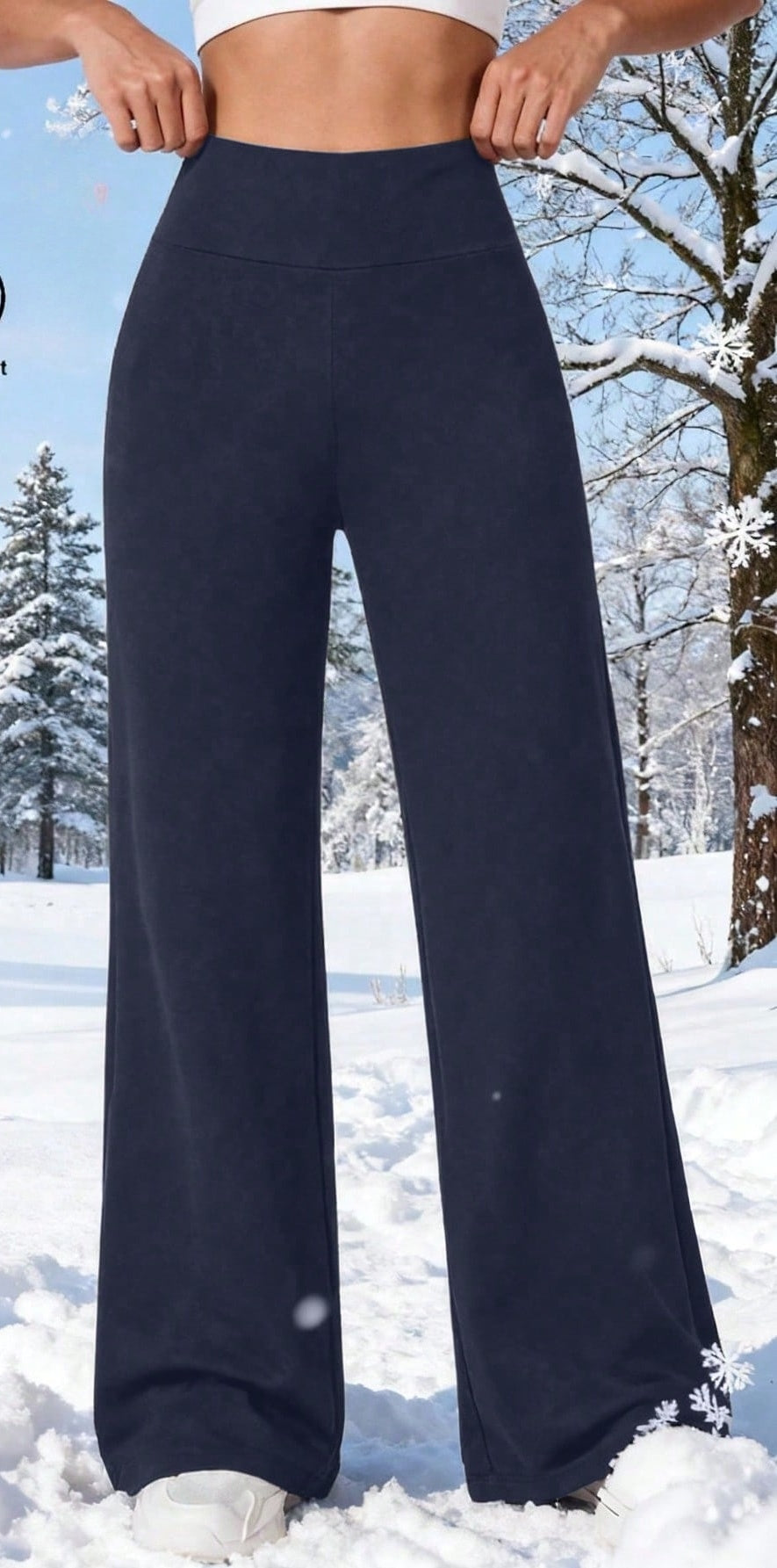 Thermal wide leg trousers for women with a high elastic waist - view 5